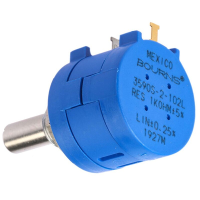 Bourns 1kΩ Rotary Potentiometer 10-Turns 1-Gang Panel Mount, 3590S-2-102L