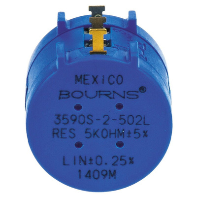 Bourns 5kΩ Rotary Potentiometer 10-Turns 1-Gang Panel Mount, 3590S-2-502L