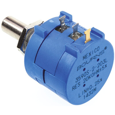 Bourns 20kΩ Rotary Potentiometer 10-Turns 1-Gang Panel Mount, 3590S-2-203L