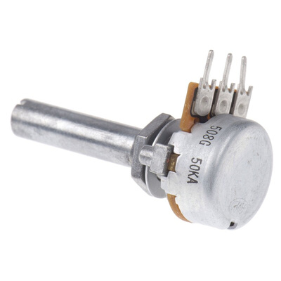 Alps Alpine 50kΩ Rotary Carbon Film Potentiometer, Panel Mount (Through Hole), RK1631110TV8