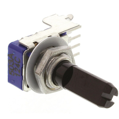 Alps Alpine 50kΩ Rotary Carbon Film Potentiometer, Panel Mount (Through Hole), RK11K1120ABF