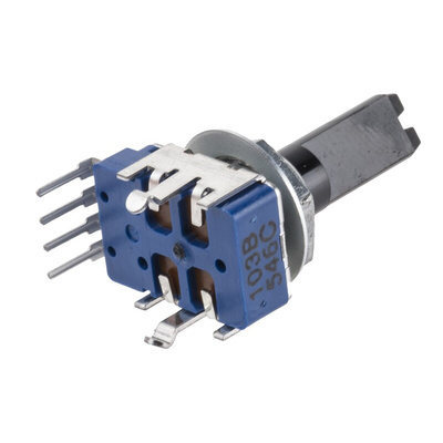 Alps Alpine 10kΩ Rotary Potentiometer 1-Gang Through Hole, RK11K1140A3L