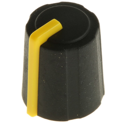 Sifam 11.5mm Black Potentiometer Knob for 6mm Shaft Splined, 3/03/TP110-006/237/239