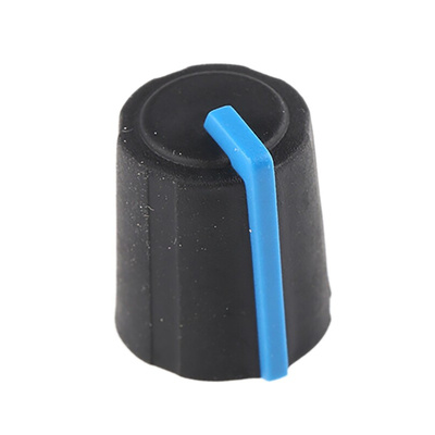 Sifam 11.5mm Black Potentiometer Knob for 6mm Shaft Splined, 3/03/TP110-006/237/233