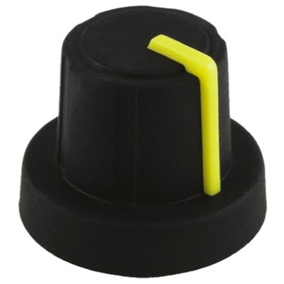 Sifam 18.9mm Black Potentiometer Knob for 6mm Shaft Splined, 3/03/TPN130-006/237/239