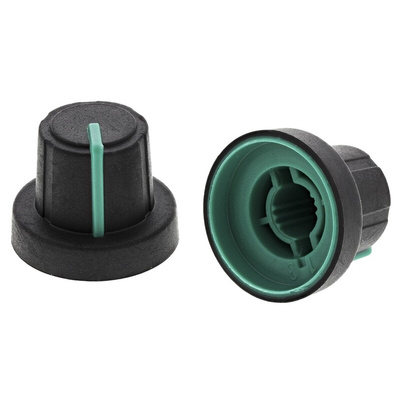 Sifam 18.9mm Black Potentiometer Knob for 6mm Shaft Splined, 3/03/TPN130-006/237/232