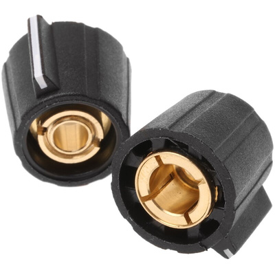 Sifam 15.5mm Black Potentiometer Knob for 6.35mm Shaft Splined, SP151 250 BLACK