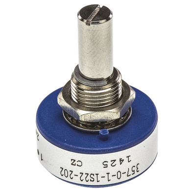 Vishay 2kΩ Rotary Potentiometer Continuous-Turns 1-Gang Panel Mount, 357B0202MAB251S22