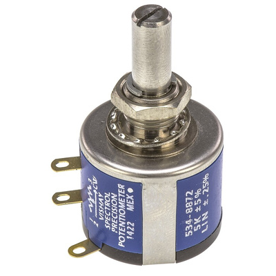 Vishay 5kΩ Rotary Potentiometer 10-Turns 1-Gang Panel Mount, 534B1502JC8872