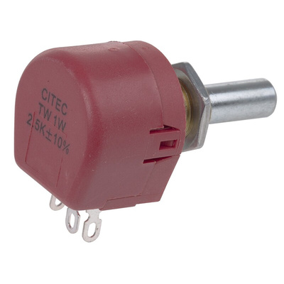 TE Connectivity 2.5kΩ Rotary Potentiometer 1-Gang Panel Mount, TW1252KA
