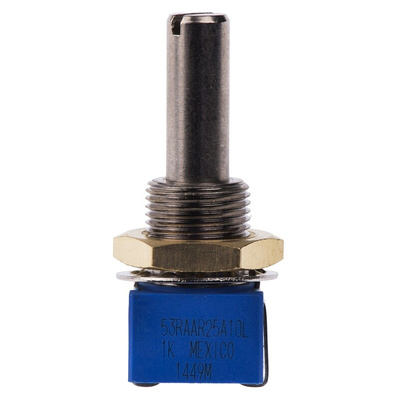 Bourns 1kΩ Rotary Potentiometer 1-Gang Panel Mount, 53RAA-R25-A10L