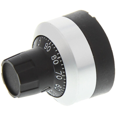 Bourns 22.8mm Black, Chrome Potentiometer Knob for 6mm Shaft Splined, H-516-6M