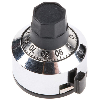 Bourns 22.2mm Chrome Potentiometer Knob for 6mm Shaft Splined, H-23-6M