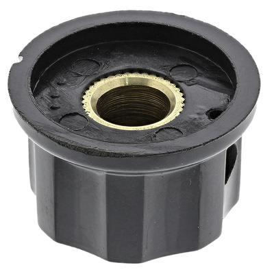 TE Connectivity 21.7mm Black Potentiometer Knob for 6.35mm Shaft, PKES70B1/4