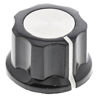 TE Connectivity 21.7mm Black Potentiometer Knob for 6.35mm Shaft, PKES70B1/4