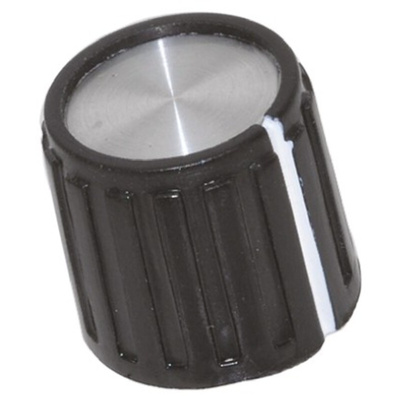 TE Connectivity 14mm Black Potentiometer Knob for 6.35mm Shaft Splined, PKG50B1/4