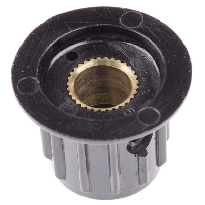 TE Connectivity 20.2mm Black Potentiometer Knob for 6.35mm Shaft Splined, PKA50B1/4