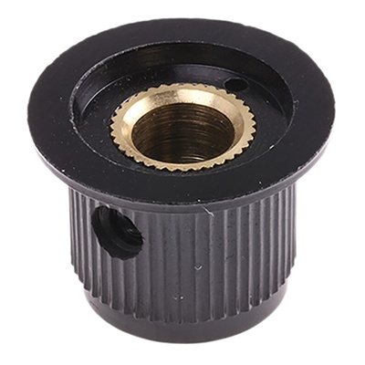 TE Connectivity 19mm Black Potentiometer Knob for 6.35mm Shaft Splined, PK50B1/4