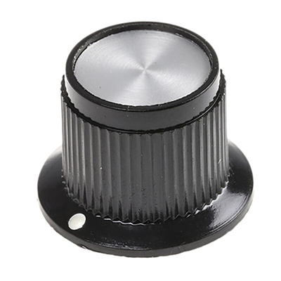 TE Connectivity 19mm Black Potentiometer Knob for 6.35mm Shaft Splined, PK50B1/4