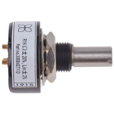 RS PRO 1kΩ Rotary Potentiometer 1-Gang Bushing Mount