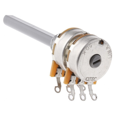 TE Connectivity 50kΩ Rotary Potentiometer 2-Gang Panel Mount, 27ESA503MMF50N