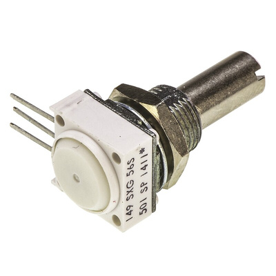 Vishay 500Ω Rotary Potentiometer 1-Gang, Panel Mount (Through Hole), 14910F0GJSX10501KA
