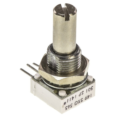 Vishay 500Ω Rotary Potentiometer 1-Gang, Panel Mount (Through Hole), 14910F0GJSX10501KA