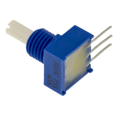 Bourns 3310C Series Conductive Plastic Potentiometer with a 3.17 mm Dia. Shaft, 2kΩ, ±20%, 0.25W, ±1000ppm/°C