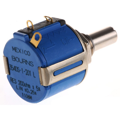 Bourns 200Ω Rotary Potentiometer 10-Turns 1-Gang Panel Mount, 3540S-1-201L