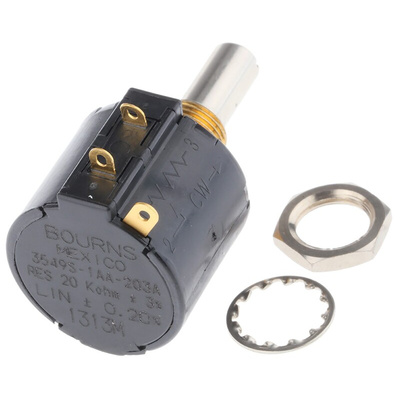 Bourns 20kΩ Rotary Potentiometer 10-Turns 1-Gang Panel Mount, 3549S-1AA-203A
