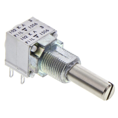 Vishay 1kΩ Rotary Potentiometer 2-Gang Panel Mount, P11L2V0FLSY00102KA