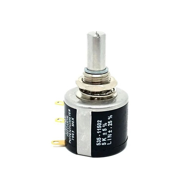 Vishay 5kΩ Rotary Potentiometer 5-Turns 1-Gang Bushing Mount, 535-1-1-502
