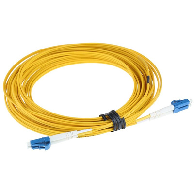 RS PRO LC to LC Duplex Single Mode OS1 Fibre Optic Cable, 9/125μm, Yellow, 10m