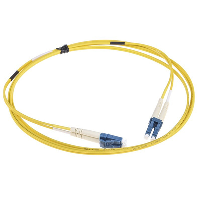 RS PRO LC to LC Duplex Single Mode OS1 Fibre Optic Cable, 9/125μm, Yellow, 2m