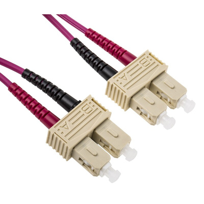 RS PRO SC to SC Duplex Multi Mode OM4 Fibre Optic Cable, 900μm, Violet, 1m