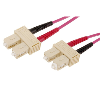 RS PRO SC to SC Duplex Multi Mode OM4 Fibre Optic Cable, 900μm, Violet, 2m