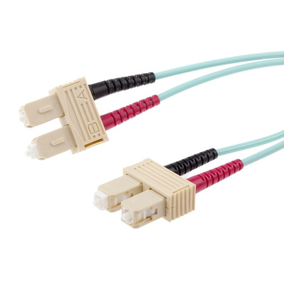 RS PRO SC to SC Duplex Multi Mode OM3 Fibre Optic Cable, 900μm, Blue, 2m