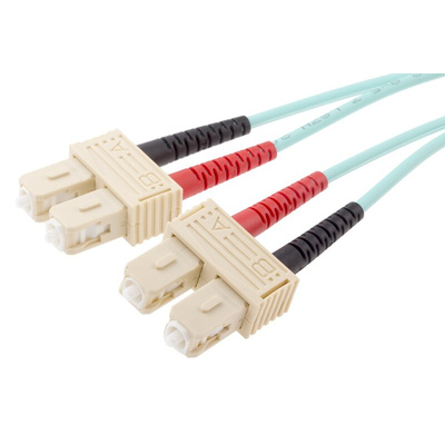 RS PRO SC to SC Duplex Multi Mode OM3 Fibre Optic Cable, 900μm, Blue, 5m