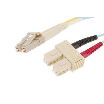 RS PRO LC to SC Duplex Multi Mode OM3 Fibre Optic Cable, 900μm, Blue, 1m