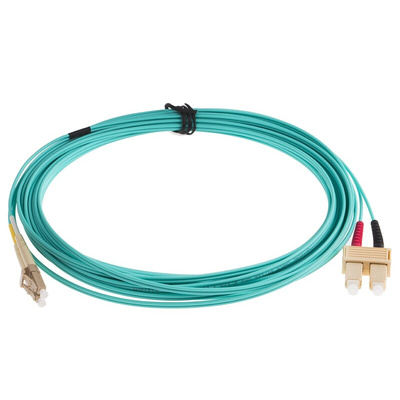 RS PRO LC to SC Duplex Multi Mode OM3 Fibre Optic Cable, 900μm, Blue, 10m