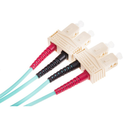 RS PRO SC to SC Duplex Multi Mode OM4 Fibre Optic Cable, 900μm, Blue, 1m