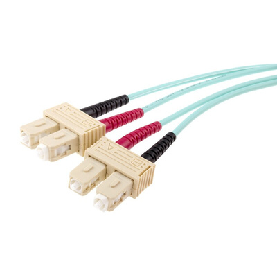 RS PRO SC to SC Duplex Multi Mode OM4 Fibre Optic Cable, 900μm, Blue, 3m