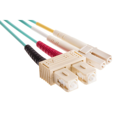 RS PRO LC to SC Duplex Multi Mode OM4 Fibre Optic Cable, 900μm, Blue, 2m