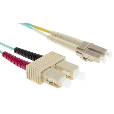 RS PRO LC to SC Duplex Multi Mode OM4 Fibre Optic Cable, 900μm, Blue, 10m