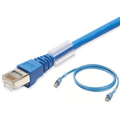 Omron Cat6a Male RJ45 to Male RJ45 Ethernet Cable, S/FTP, Blue LSZH Sheath, 200mm, Low Smoke Zero Halogen (LSZH)