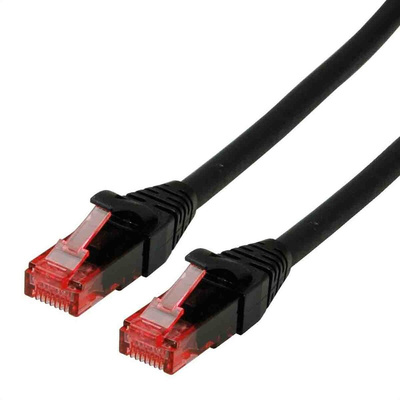 Roline Cat6 Male RJ45 to Male RJ45 Ethernet Cable, U/UTP, Black LSZH Sheath, 3m, Low Smoke Zero Halogen (LSZH)