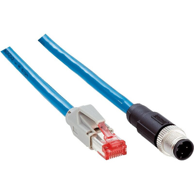 Sick Cat5 Straight Male M12 to Male RJ45 Ethernet Cable, 2m