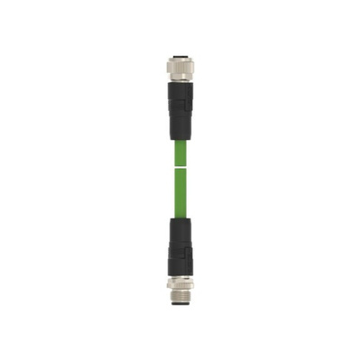 TE Connectivity Cat5e M12 to M12 Ethernet Cable, Green PUR Sheath, 1.5m