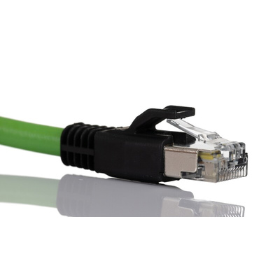 Turck Cat5e Straight Male M12 to Male RJ45 Ethernet Cable, Green PUR Sheath, 50m
