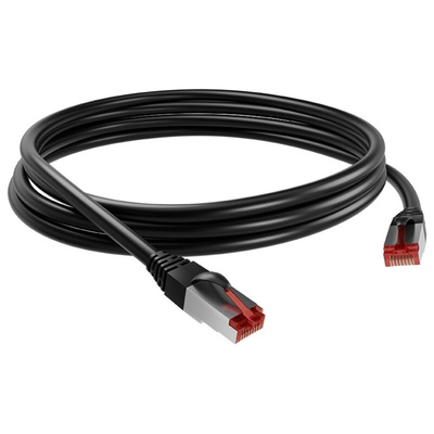 AXINDUS Cat6a Male RJ45 to RJ45 Ethernet Cable, S/FTP, Black, 500mm